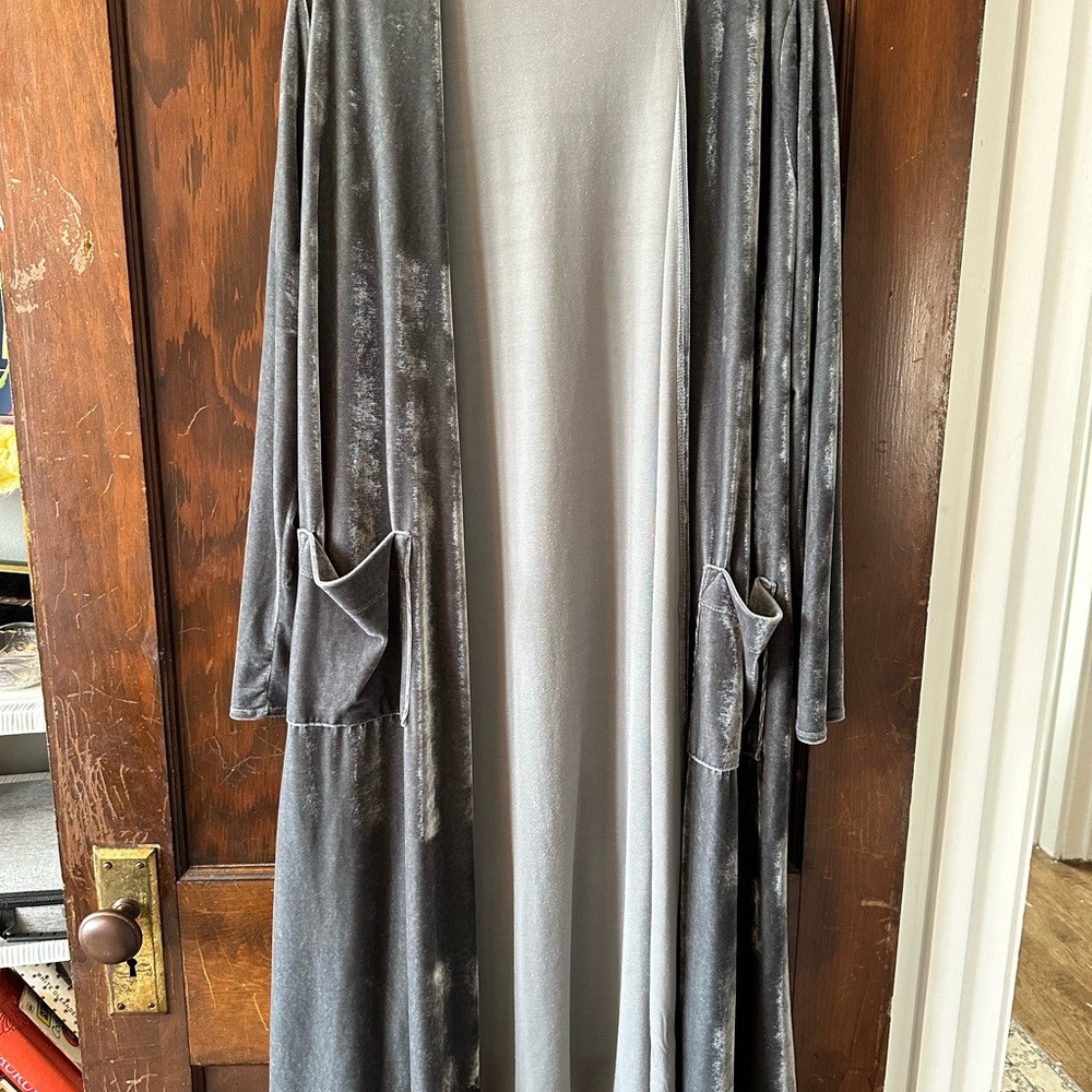 Elegant Gray Velvet Women's Coat